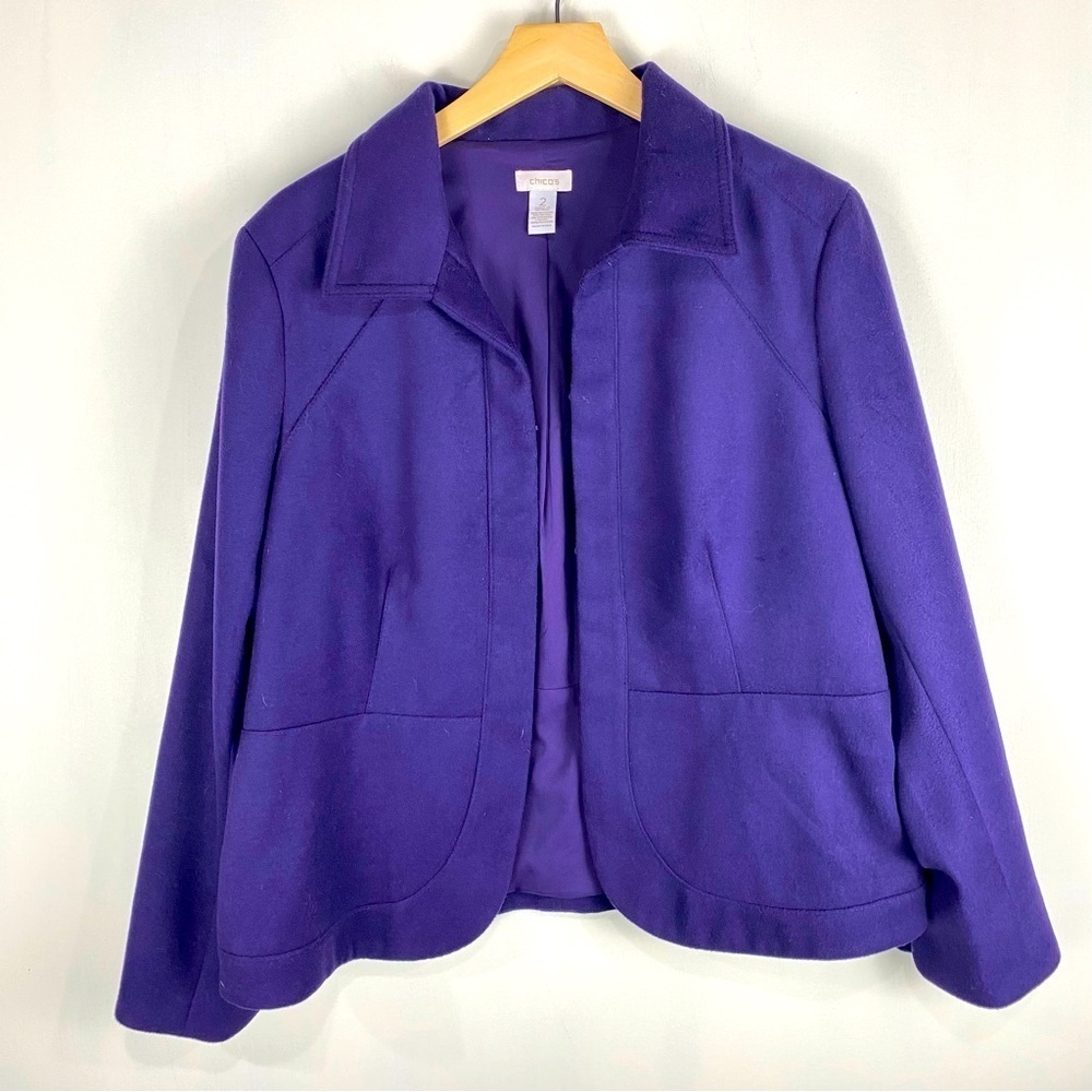 Chico's Basic Essential Super Soft Blazer Cardigan Jacket‎ Coat Purple Size 2